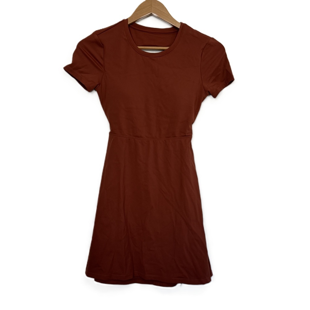 NEW Halara Redwood Rust Solid Color Crew Neck Short Sleeve Dress XS